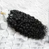 Curly por fita 100 grama por cor natural Micro Loop Ring Extensions Color Remy Hair pr￩ -Bonded260e