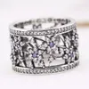 Compatible with jewelry ring silver Forget Me Not Purple Clear CZ rings 100% 925 sterling silver jewelry whole DIY For Women194D2985614