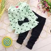 Nieuwe Collectie Lente Herfst Kids Baby Meisje hartvormige 2 STUKS Kleding Outfits Tops Trui + Broek 2- 5 Jaar kids sets TO459