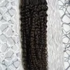 10 "-26" Brasiliansk Virgin Remy Mänskligt hår 100s Kinky Curly Micro Loop Hårförlängningar Brun 100g Kinky Curly Micro Link Hårförlängningar Mänsklig