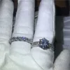 Solitario amantes de la joyería conjunto de anillos rellenos de oro blanco completo 5A Zircon Cz piedra compromiso anillos de boda para regalo de mujer