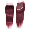 Brazilian Burgundy 99j Straight Virgin Hair Bundles With Closure Colored Human Hair Weave With Lace Closure 4Pcs Lot Brazilian Hair Vendors