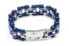 316L stainless steel charm Mens motorcycle chain bracelet blue silver Red Trendy Bike biker chain bracelets For Men Gift214f
