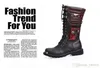 Mannen bestrijden MANS MILITAIRE voor knie High Motorcycle Leather Leger Male Tooling Punk Rock Boots