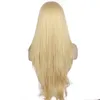 Hotselling midle part Blonde Synthetic Lace Front Wig Handmade Long Natural Wave High Temperature Heat Resistant Fiber Hair Wigs For Women