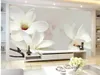 Custom 3d Mural Wallpaper Home Decor Living Room Wall Covering Modern Minimalist Stylish White Magnolia Mural Background Wall 3D Wallpaper