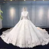 Vestidos de boda de calidad superior musulmanes de manga larga de cuello alto hinchada bonita falda de encaje y tul de novia Vestidos islámica por encargo