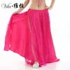 9 färger Nya Kvinnor Belly Dance Kläder Fullständig cirkel Maxi Skirt Side Split Long Kjol 2 Lager Rose Belly Dance Kjolar