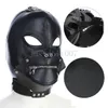 Bondage lederen masker kap kap zipper mond gag Halloween volledige gimp open ogen afsluitbare slaaf sex games speelgoed #r78