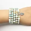 SN1351 2018 MALA Armband Fashion Women's Armband Natural 8 Mm Amazonite 108 Mala Hamsa Charm Yogi Necklace249i