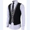 Wangyandress bleu gris marié porter des gilets de mariage personnalisé v cou simple boutonnage hommes gilet européen et américain style marié gilets