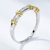 Infinity nuovissimi gioielli di lusso puro 100% argento sterling 925 oro separato taglio principessa topazio bianco anello di fidanzamento con diamanti f199g