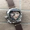 Wysokiej jakości lewą ręką NOWOŚĆ U51 U-51 Chimera Bronze 7474 Quartz Chronograph Watches Watches Skórzany pasek Duże mecze new2561