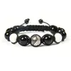 Nieuwe mannen armband groothandel 10 stks / partij Yingyang CZ kralen met 10mm witte howliet zwart onyx stenen kralen afstand macrame armband