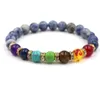 7 Chakra naturel 8mm hommes bijoux en perles perles de pierre de lave lapis lazuli Bracelets fête Yoga bijoux femmes