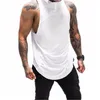 2018 Merk Mannen Bodybuilding Tank Tops Hoodies Sportwear Tank Tops Fitness Mannen Kleding Mouwloze T-shirts met Hoodie