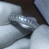 Fatti a mano Career lady Argento 925 Anello riempito Pave setting 5A Zircon Cz Fedi nuziali di fidanzamento per le donne da sposa