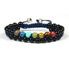 7 Chakra Healing Yoga Bracelets 6mm Natural Sediment & Black Onyx Stone Beads Double Row Macrame Jewelry Whole 10pcs308j