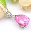 Luckyshine 10 pezzi pendenti eleganti gioielli a forma di goccia topazio rosa zirconi pendenti per collane gioielli da donna HO252e