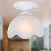 Country Rustic Balcony Ceiling Light White Glass Lampshade Entrance Lights European Pastoral Corridor Hallway Ceiling Lamp