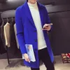 Höst Winter Men's Woolen Overroat Den koreanska versionen av Själv-dressing Mode Business Leisure Bomull Lång stil Trench Coat