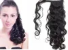 Curly human hair ponytail hairpiece wraps around clip natural wave hair drawstring pony tails 140g African american ponytails