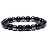 Bracelet de perles en pierre d'obsidienne noire, nouvelle mode, chaîne de brins de charme Shambala de luxe pour hommes, accessoires de bijoux faits à la main