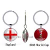 World Cup Double-sided Football Keychains Country Flags Glass Cabochon Soccer Fans Souvenir Car Keyholder Bag Accessories Key Chain