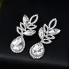 Boucles d'oreilles en cristaux brillants et strass, longues boucles d'oreilles pendantes pour femmes, bijoux de mariée, cadeau de mariage pour demoiselles d'honneur, BW-025