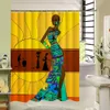 تصميم جديد جودة عالية مختلفة مخصصة ماء الحمام المرأة الأفريقية امرأة الاستحمام الستار البوليستر النسيج الستار الحمام