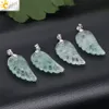 CSJA Pendentif Aile d'Ange Plume Sculptée Pierre Naturelle Collier en Fluorite Verte Cristal Quartz Roche pour Bel Amant Reiki Guérison Je3743120