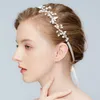 New Silver Leaf Headband Bridal Tiara Pearls Wedding Hair Crown Accessories Fashion Women Prom Hair Piece Handmade Jewelry