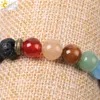 CSJA Natural Black Lava Rock Beads Bracelets 7 Chakra Mala Gems 석재기도기도 가닥 팔찌 에너지 Reiki Jewelry Whole6047759