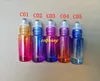 10pcs/lot 20*63mm Thick 5ML Gradient Color Glass Roll On Essential Oil Bottle Empty Steel Roller Ball Bottles C2202