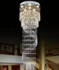 Modern Villa Duplex Penthouse Floor Hanging Wire Crystal Stair Lamp Living Room Chandelier Spiral Pendant Droplight LLFA