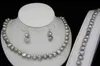 9mm charmant naturel gris perle d'eau douce baroque colliers Bracelet boucle d'oreille ensemble