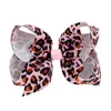 12pcs 4inch Leopard Grosgrain Ribbon Bow With Clip For Kids Handemade Print Bows Girls Hair Accessories HD776