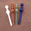 Pipes delgados de duplas esferas Pipes Pyrex queimador de óleo Tubo colorido em volta de vidro de óleo de fumar cachimbos para fumar Acessórios SW53