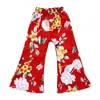 Kids Clothes For Girls 2018 Fashion Baby Girls Clothes White Lace Off Shoulder Tops Floral Printing Bell-bottoms Long Pants Outfits Children