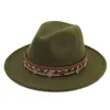 Vintage Unisex Kış Yün Panama Cap Fedora Şapka Geniş Brim Sombrero Godfather Cap Kilisesi Gangster Caz Hat Caps Blend