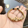 Pulseras con dijes 6 mm metal dorado titanio acero perlas pulsera brazaletes Corona tejida pulsera joyería de acero inoxidable 2018