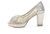 Marka tasarımcısı-altın topuklu gümüş düğün ayakkabı gelin ayakkabı rahat orta topuk pompalar prenses tarzı balo elbisesi elbise ayakkabı boyutu 34-39
