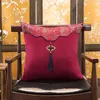 Çin düğüm Püskül Vintage Sandalye Minder Örtüsü 45x45 cm Lüks Patchwork Dekoratif Kanepe Yastık Ipek Saten Yastık Kapakları