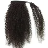 Toppkvalitet Afro Kinky Curly Ponytail För Kvinnor Naturlig Svart Remy Hair 1 Stycksklämma i Ponytails 100% Human Hair Extensions 120g