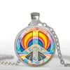 Fashion 2017 Hot sale Hippie Necklace Sign Peace Pendant Hippie Jewelry Glass cabochon Necklace art gift for women men A-124 HZ1