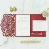 Burgundy Lace Pocket Laser Cut Wedding Invitation Suit for Vintage Wedding Laser Cut Pocket Folder 삽입 카드 RSVP 및 ENVE4581506