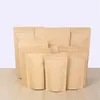 Zipper Brown Kraft Aluminiserande påse, stå upp Kraft Paper Aluminium Folie Bag Förstabilt Grip Seal Food Grade LZ1873