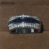 Eternity Fashion Jewelry Maschile anello di pietra 5A Zircon Cz oro bianco riempito Party Engagement Wedding Band Ring per gli uomini