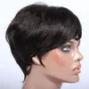 Bob Short Human Hair Wigs For Black Women Full Spets Wigs Spets Front Wig Brazilian Virgin Hair None Spets Kort peruker med lugg