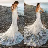 Elegant EDDY K Sexy Backless Mermaid Wedding Dresses Deep V Neck Lace Appliques Court Train Custom Made Beach Bridal Gowns Plus Size